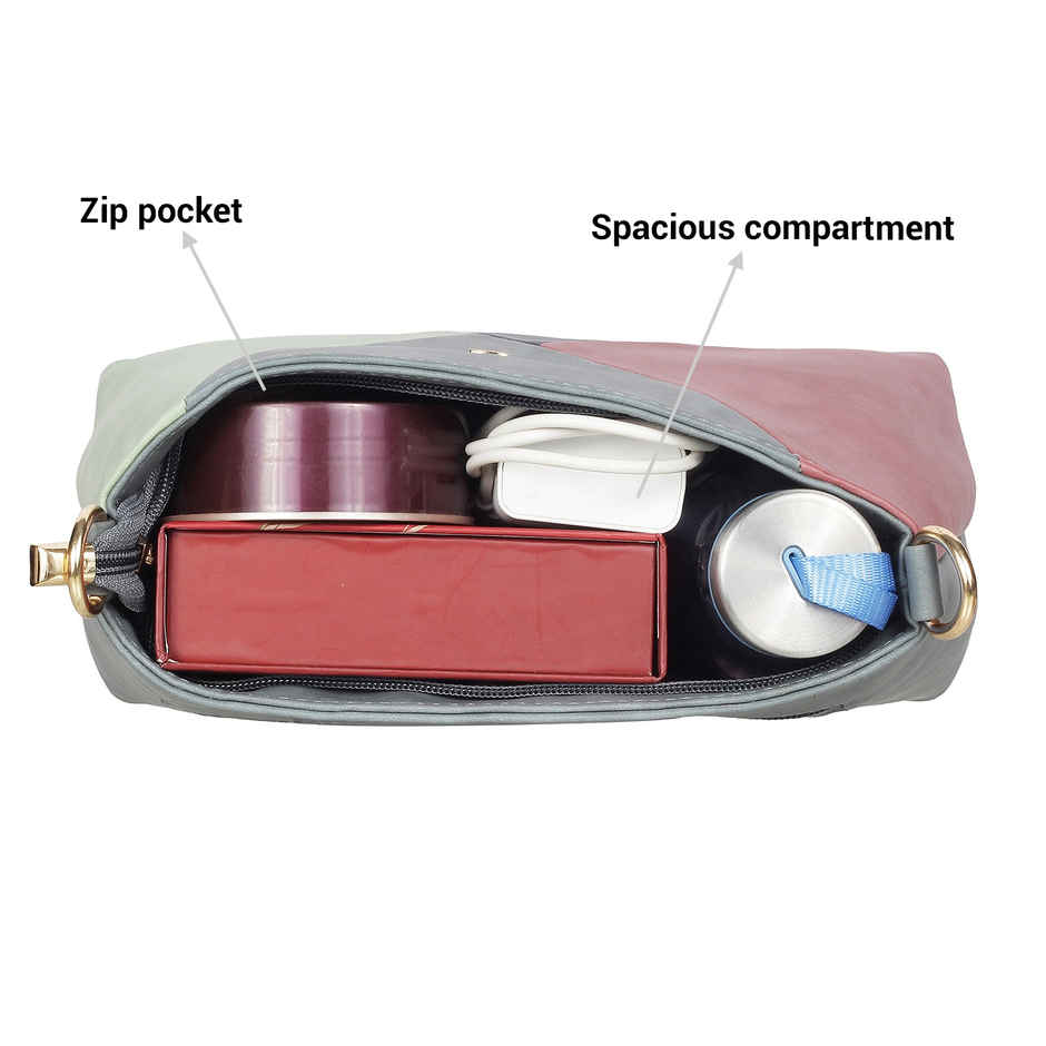 Mochi Grey Synthetic Sling Bag for Women | 66-7355-14