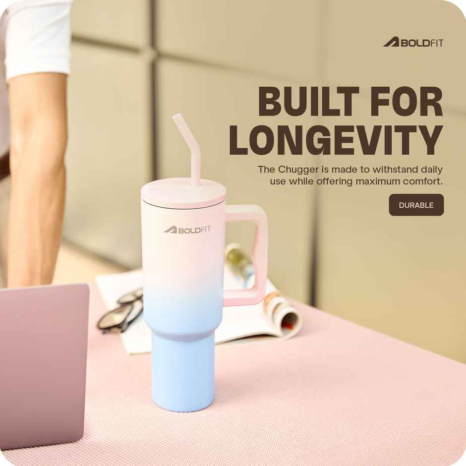 Boldfit Tumbler Bottle with Lid and Straw | Stainless Steel | Double Insulated | 1200 ml - Candy