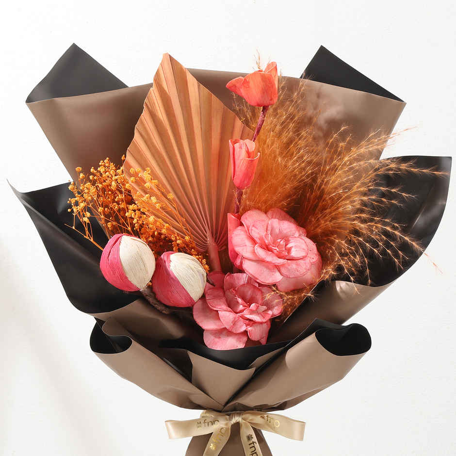 Dried Shola Pith Flower Blossom Charm Bouquet | Gift Set | FNP