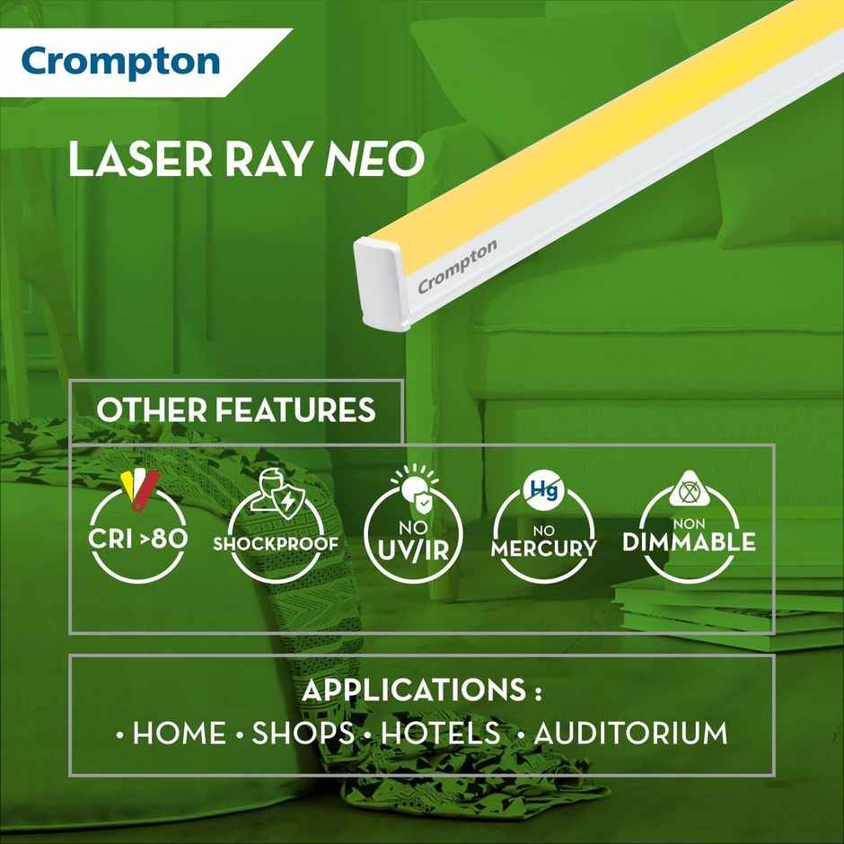Crompton Laser Ray Neo 36W Led Batten (Warm White) - Length 4ft