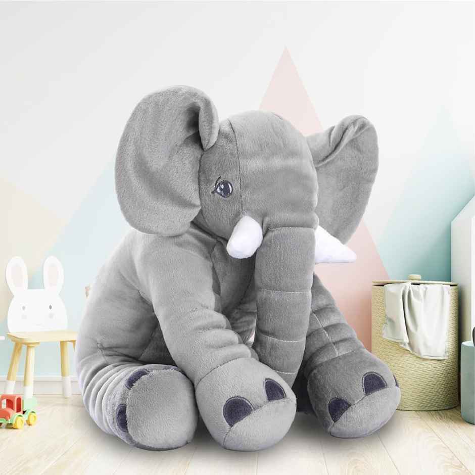 Storescent Plushie - Elephant Pillow Hugging Toy | 60 cm Soft Stuffed Animal for Kids (Grey)