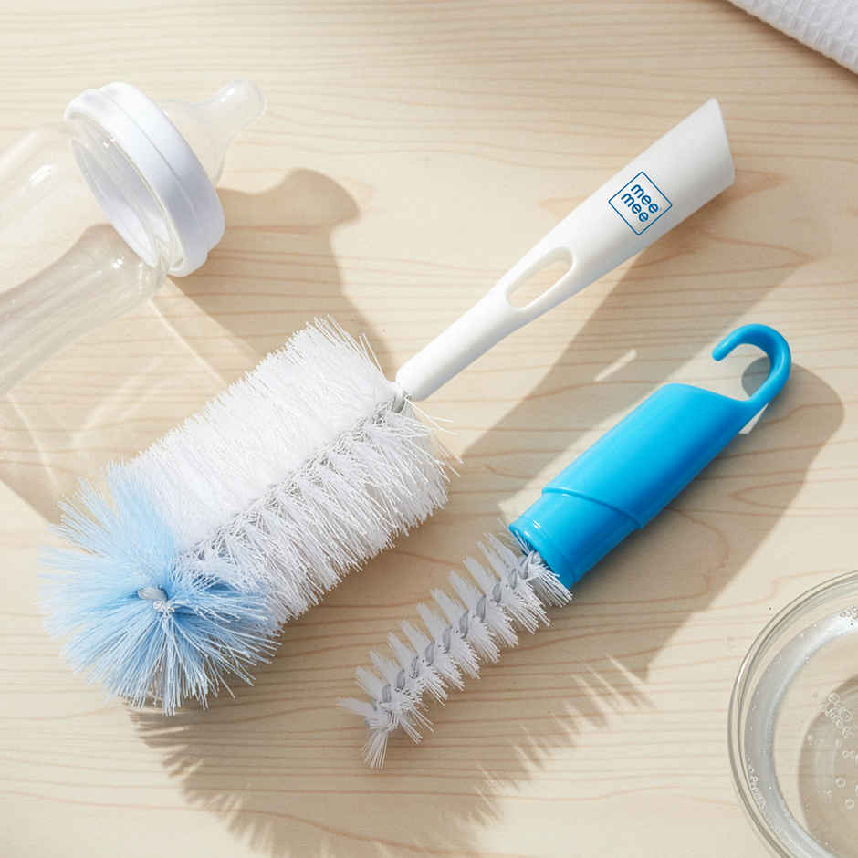 Mee Mee Bottle and Nipple Cleaning Brush with 360-degree Rotary Handle | Blue