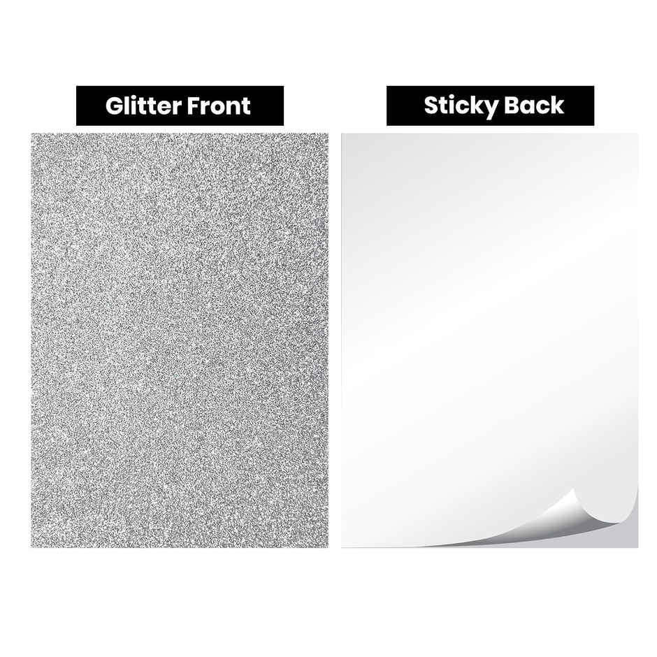 Chrome Self-Adhesive Easy-to-Peel Glitter EVA Foam Sheets | A4 Size, 10 Sheets Per Pack | Solid Color - Colors May Vary