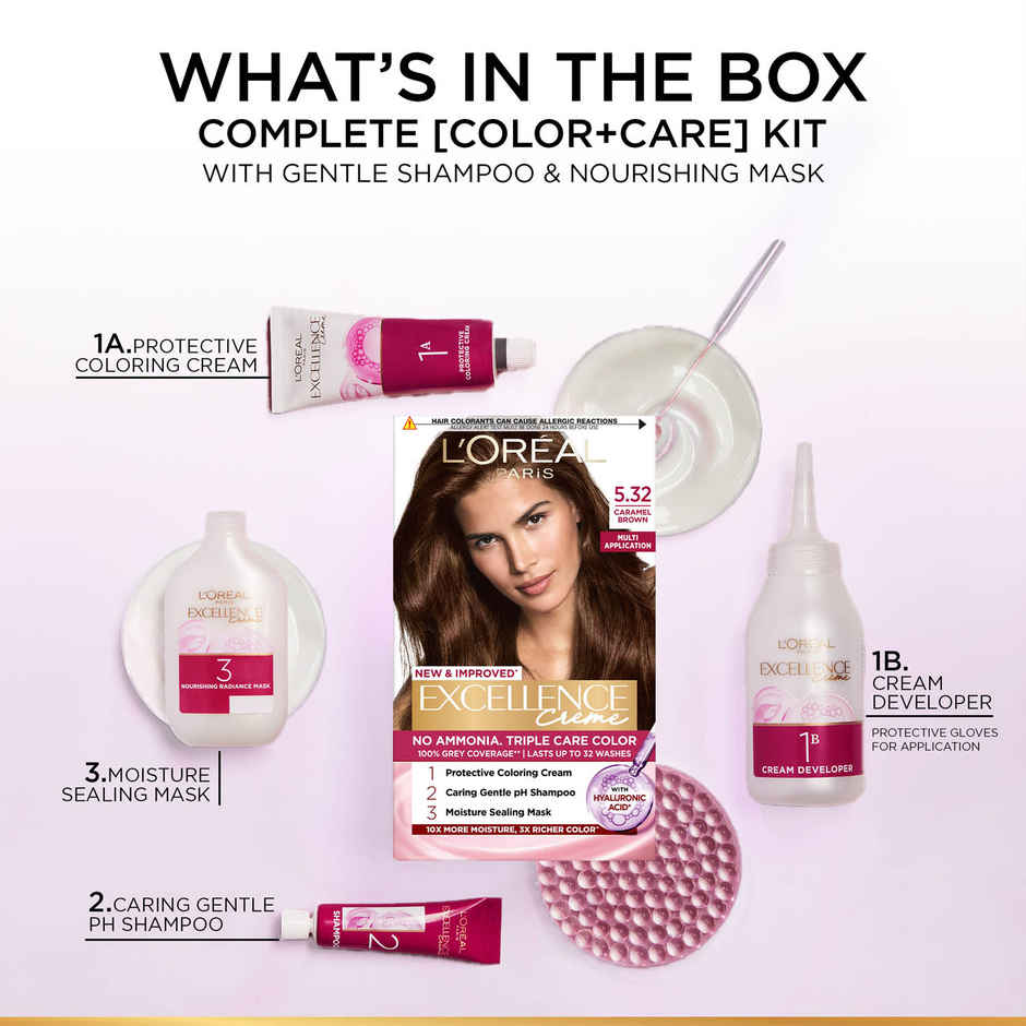 L'Oreal Paris Excellence Creme Hair Color, 5.32 Caramel Brown