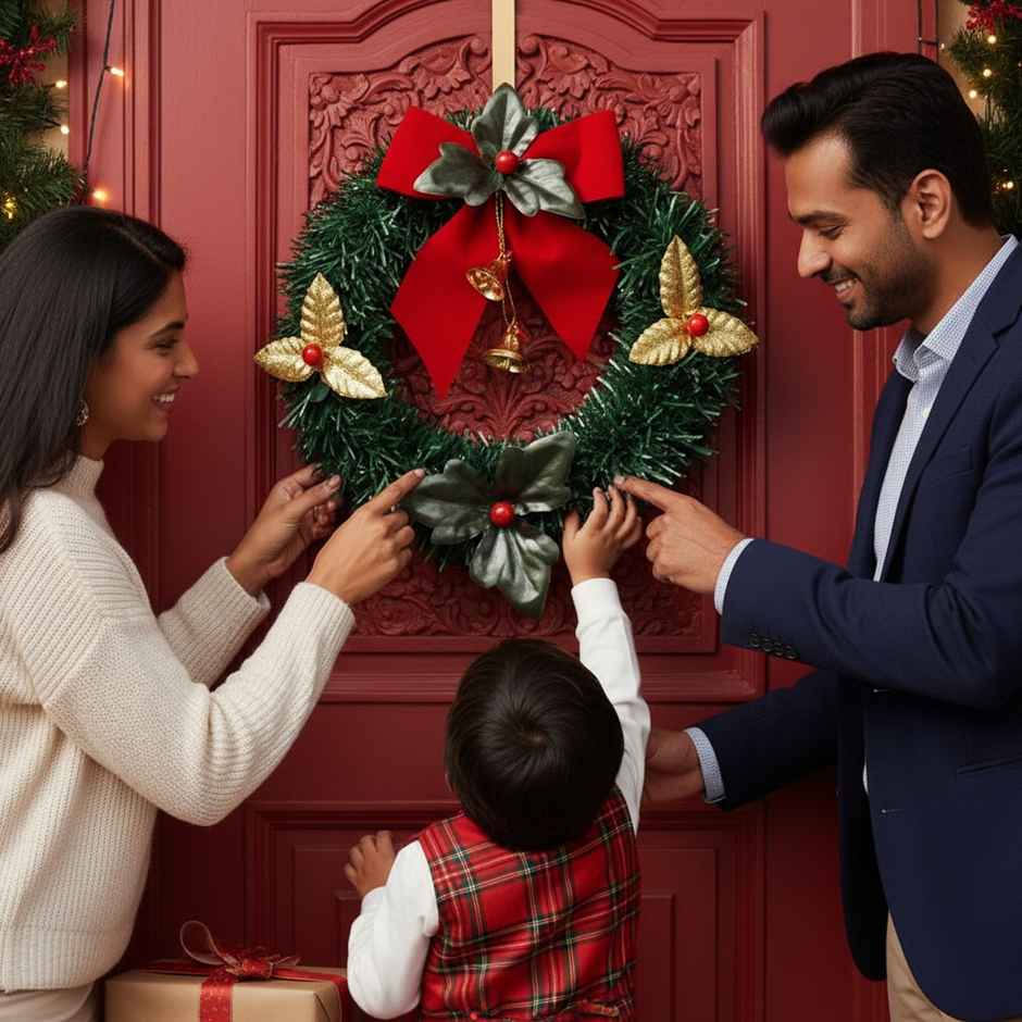 Christmas Wreath for Decoration | Reusable Christmas Wreaths for Front Door and Wall | Party Propz