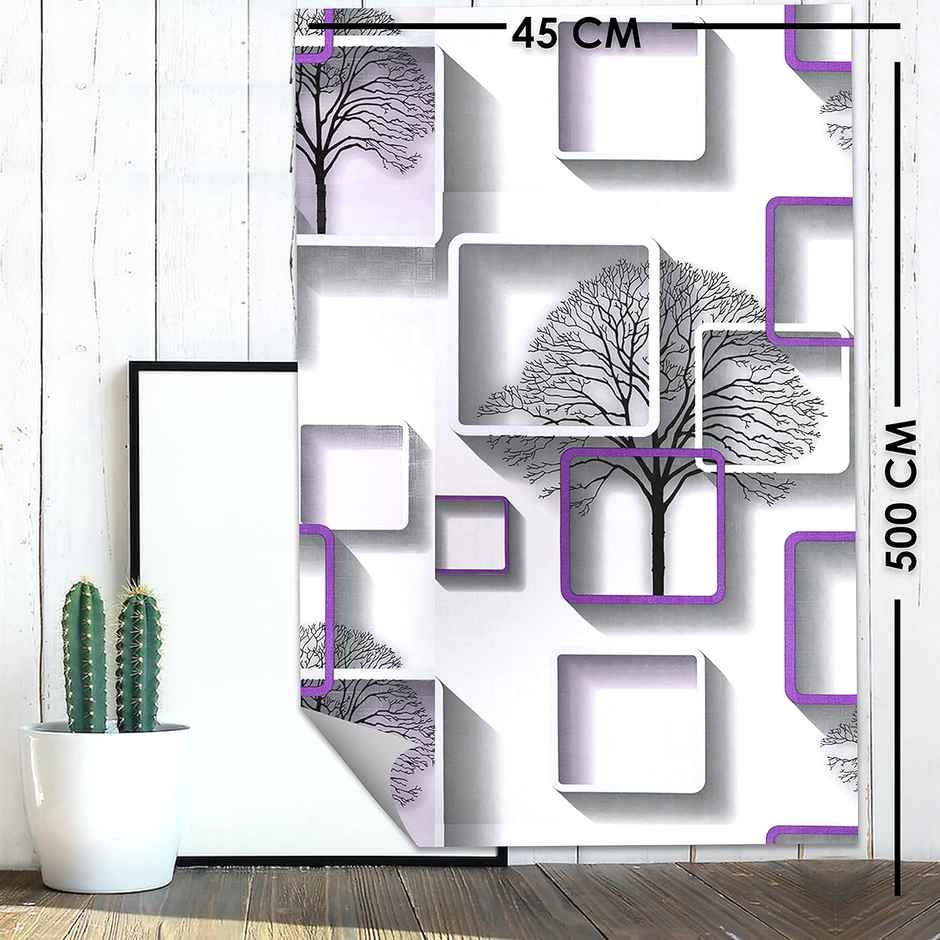 Wollzo Happy Winter(Violet-New) Self Adhesive Wallpaper(Multicolour, 45 X 500 Cm)