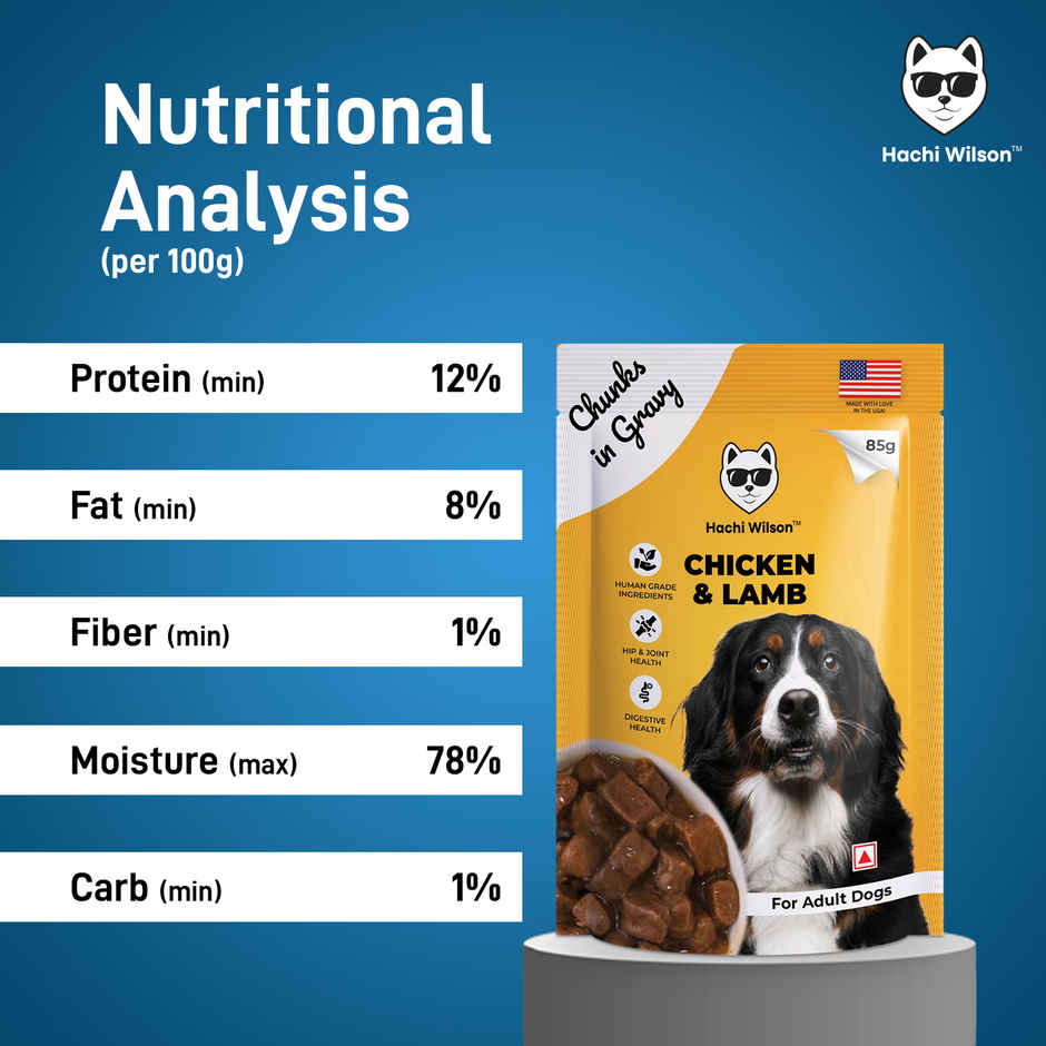 Hachi Wilson Premium Chicken & Lamb chucks in gravy