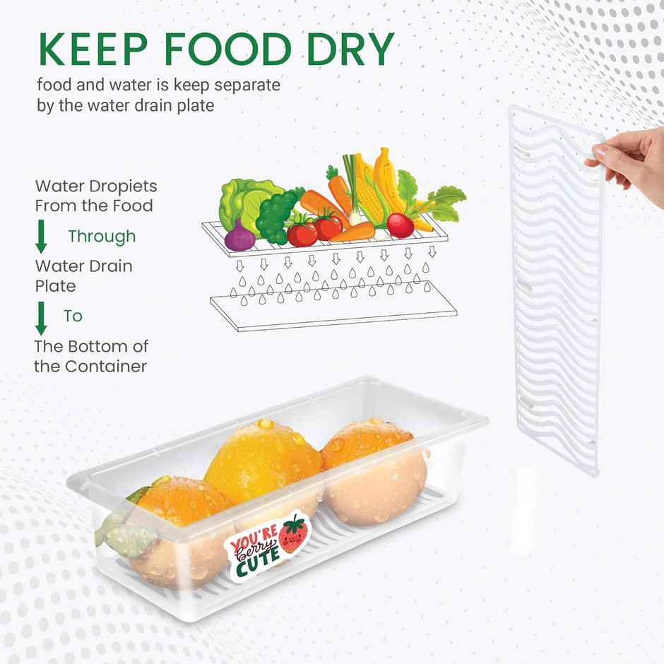 Milton Cryo Fridge Storage Container Set Of 6 | Vinyl Stickers & Removable Drain Plate |1500Ml