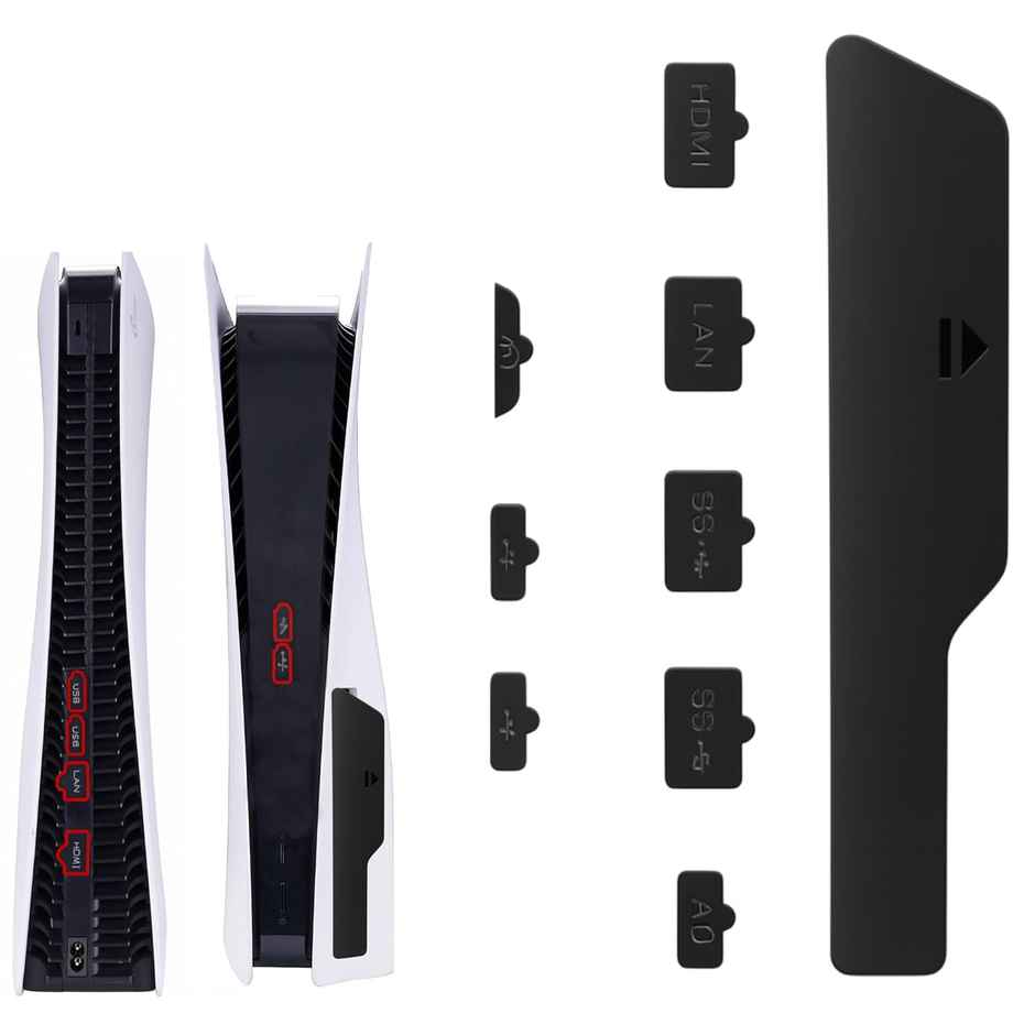 Sounce Dust Plug Kit for PS5 & Slim, Silicone Anti-Dust Port Covers