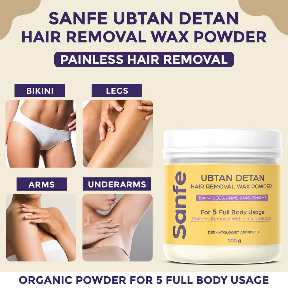 Sanfe Ubtan Detan Hair Removal Wax Powder 8 Minute Painless Organic