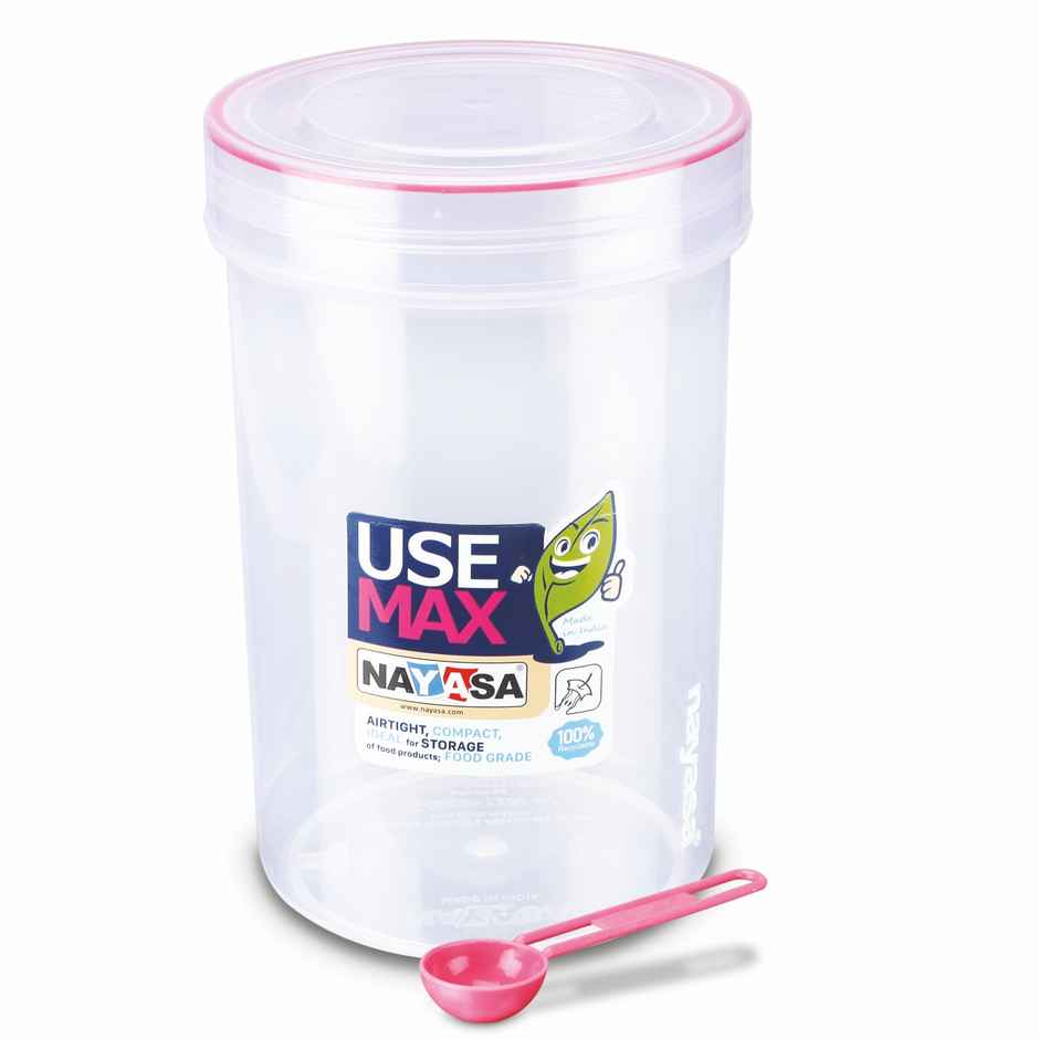 Nayasa Use Max Glaze BPA Free Food Grade Airtight Kitchen Storage Stackable Containers | Pink - 2 L