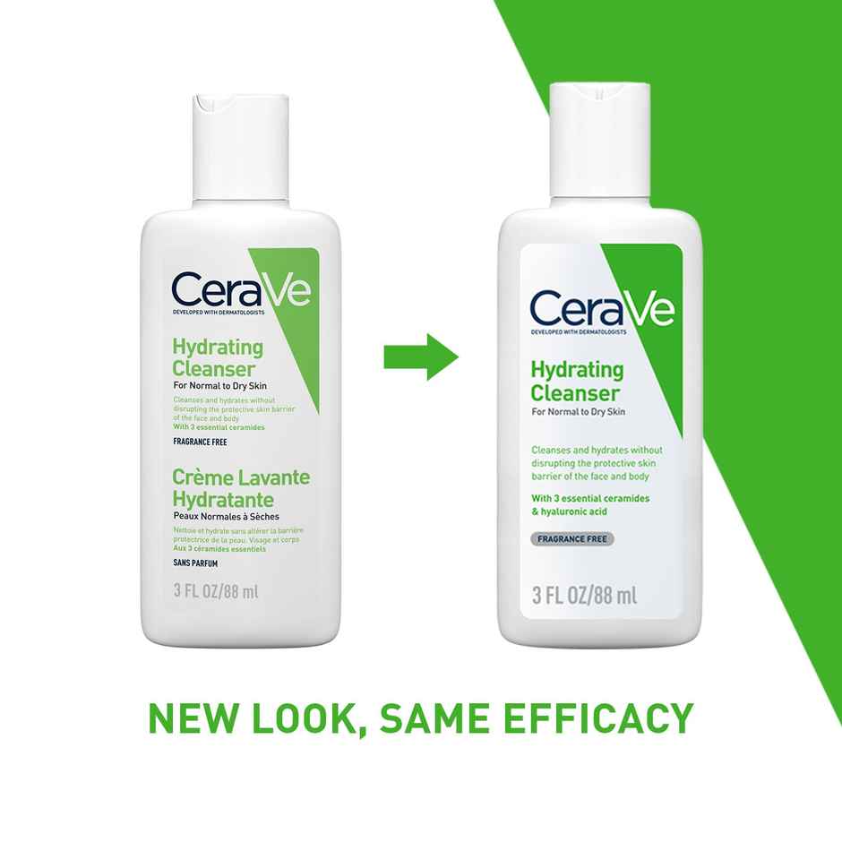 CeraVe Hydrating Cleanser Non-Foaming Face Wash For Dry Skin With Ceramides & Hyaluronic Acid