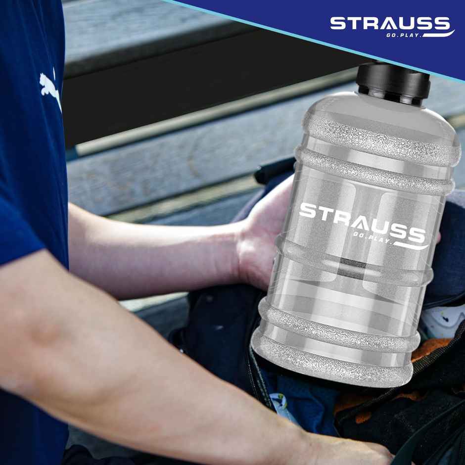 Strauss Gallon Shaker Water Bottle 1.5L with Mixer Ball, (Transparent, White Shade)