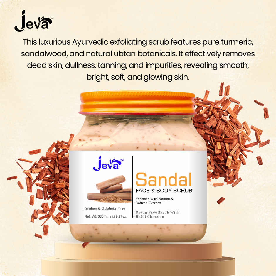 Jeva Sandal Ubtan Scrub with Haldi & Chandan | Natural Glow & Skin Brightening Gel
