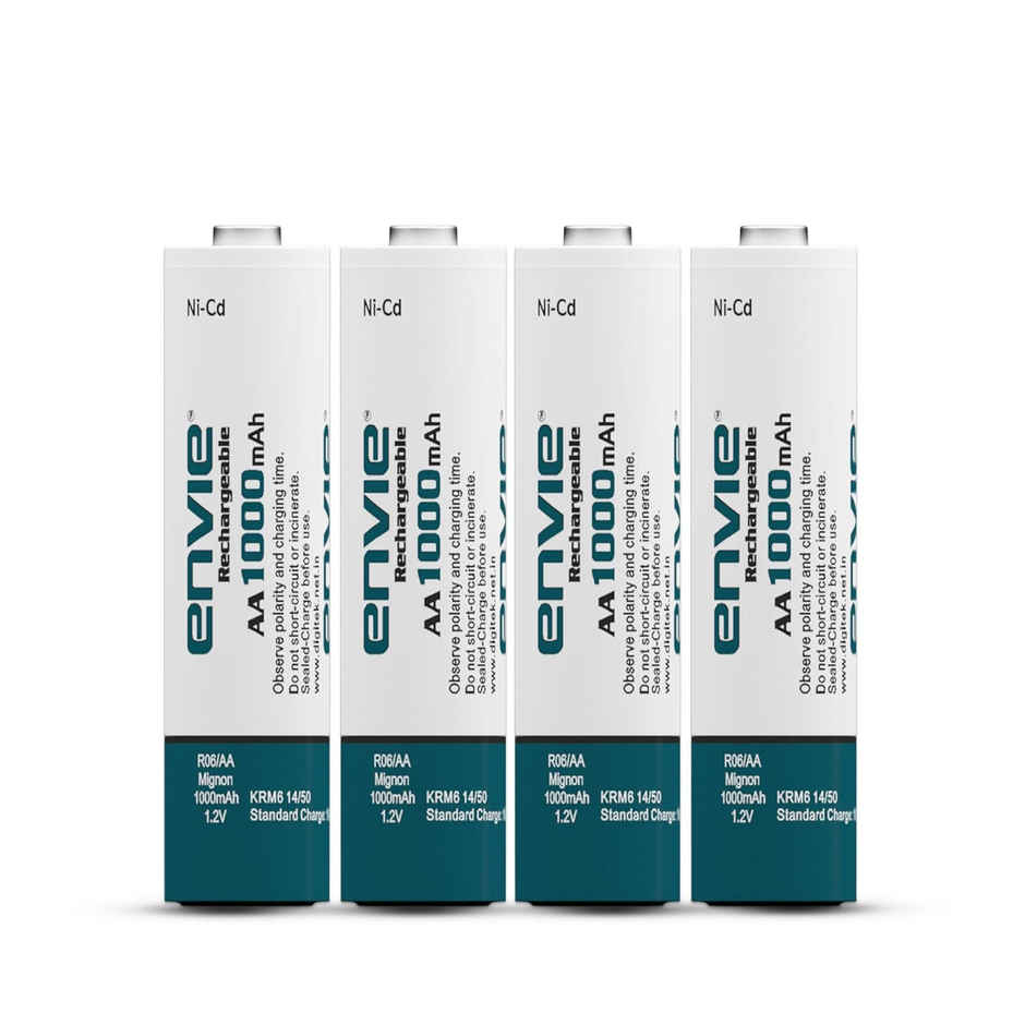 Envie Quick Rechargeable AA 1000 mAh Ni-Cd Batteries (Pack Of 4) | (AA10004Plni-Cd)