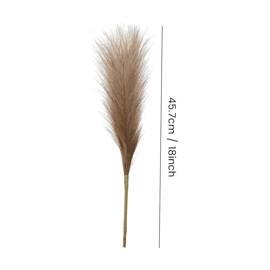 Tied Ribbons Set of 4 Fluffy Pampas Grass Artificial Flower (Brown, 45.7 Cm)