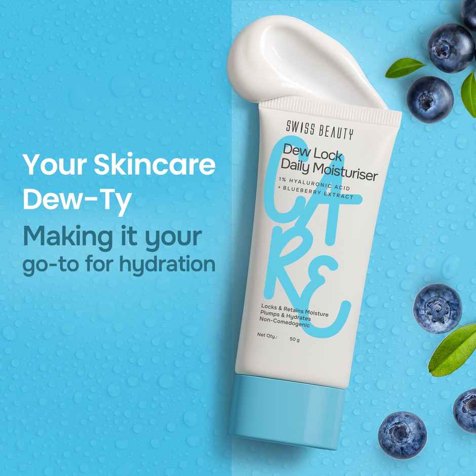 Swiss Beauty Dew Lock Daily Moisturiser | 1% Hyaluronic Acid & Blueberry Extract