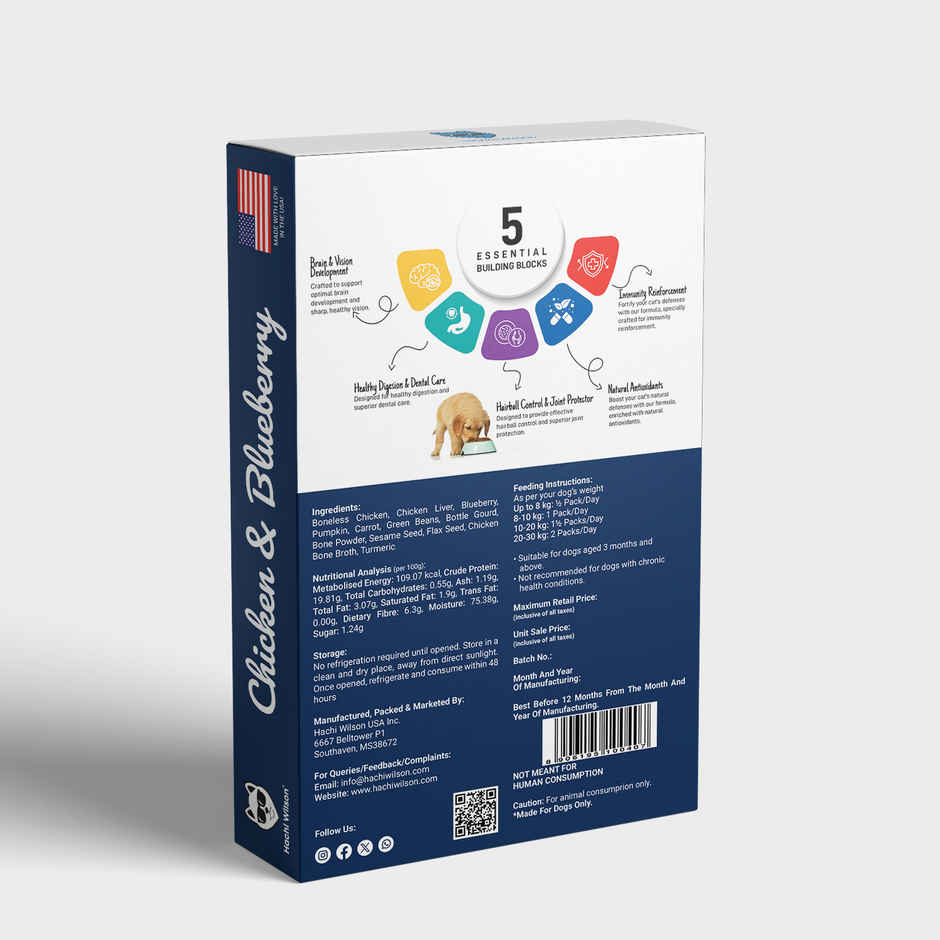 Hachi Wilson Fresh Wholesome Dog Food | Super Healthy food - Chicken & Blueberry