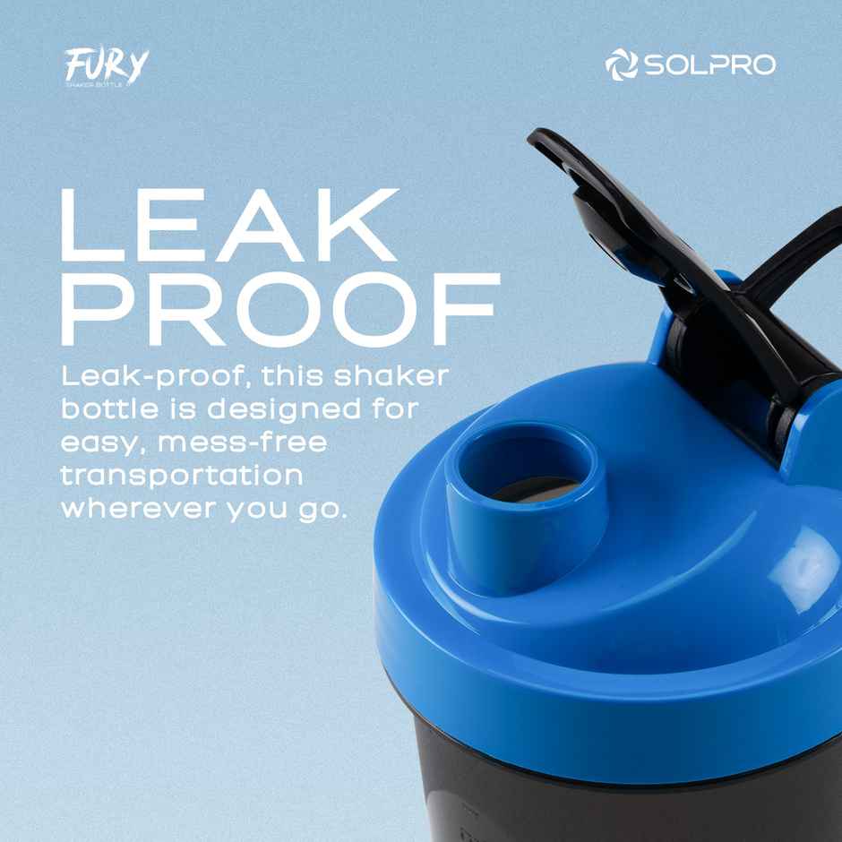 Solpro Fury Shaker Bottle | Gym Shaker | Bpa Free | 450 ml | Blue