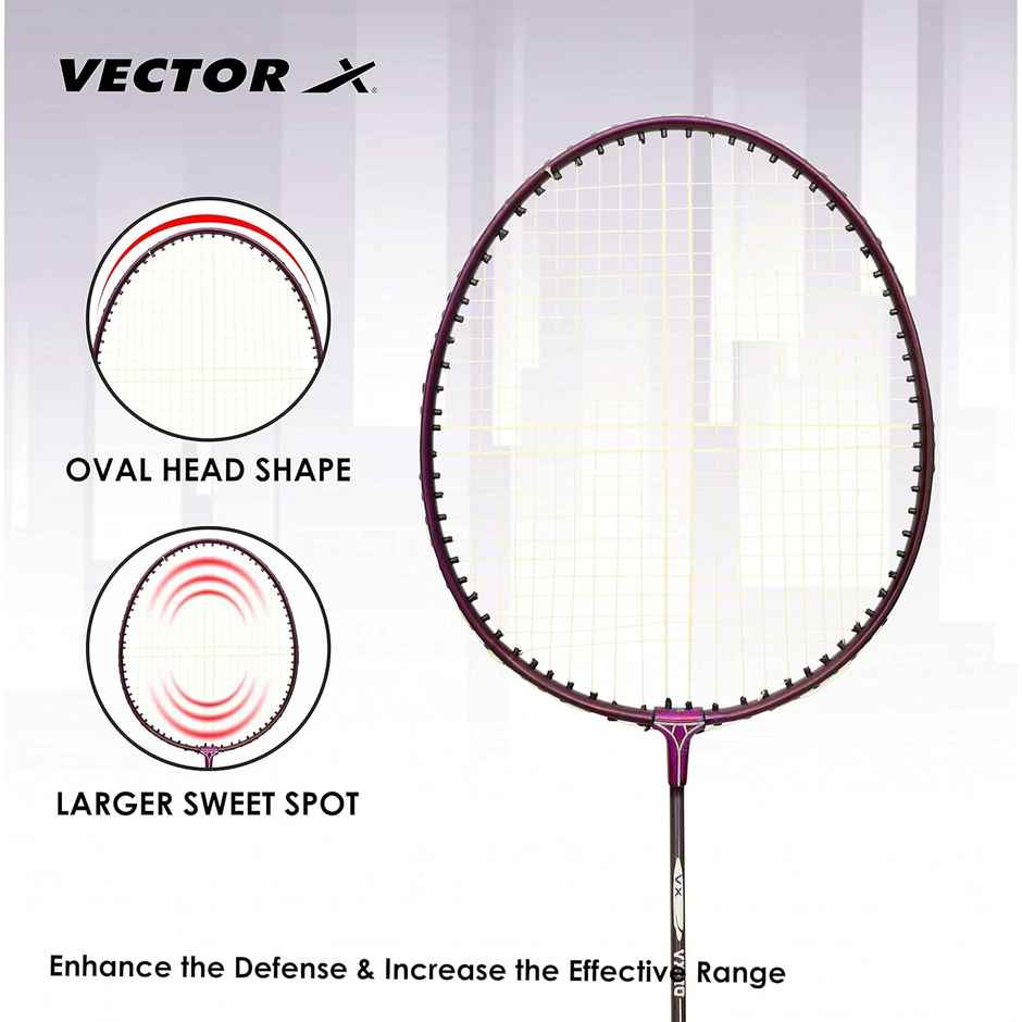 Vector X VXB-10 Badminton Kit | 2 Aluminum Rackets, 3 Nylon Shuttlecocks & 1 Full Cover | Maroon