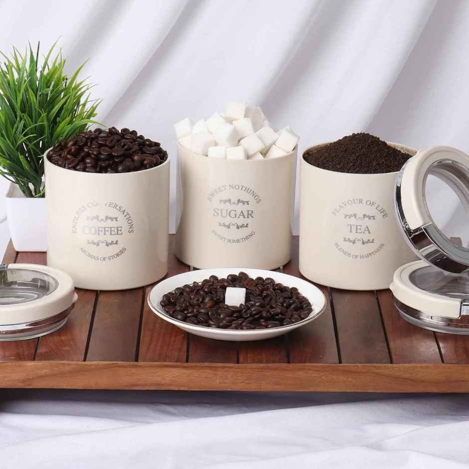 Jaypee Plus Classique Tea Coffee Sugar Air Tight Containers | Ivory - 750 ml
