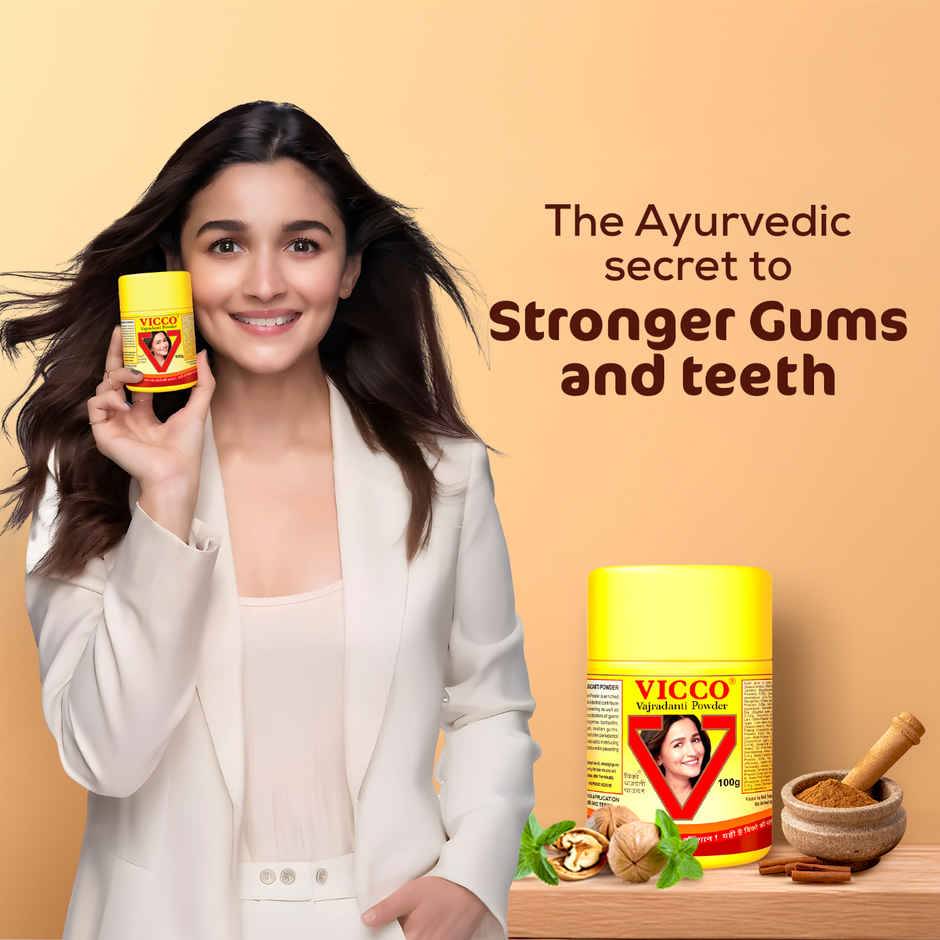 Vicco Vajradanti Ayurvedic Powder | Herbal Tooth Powder for Strong Gums and Healthy Tooth
