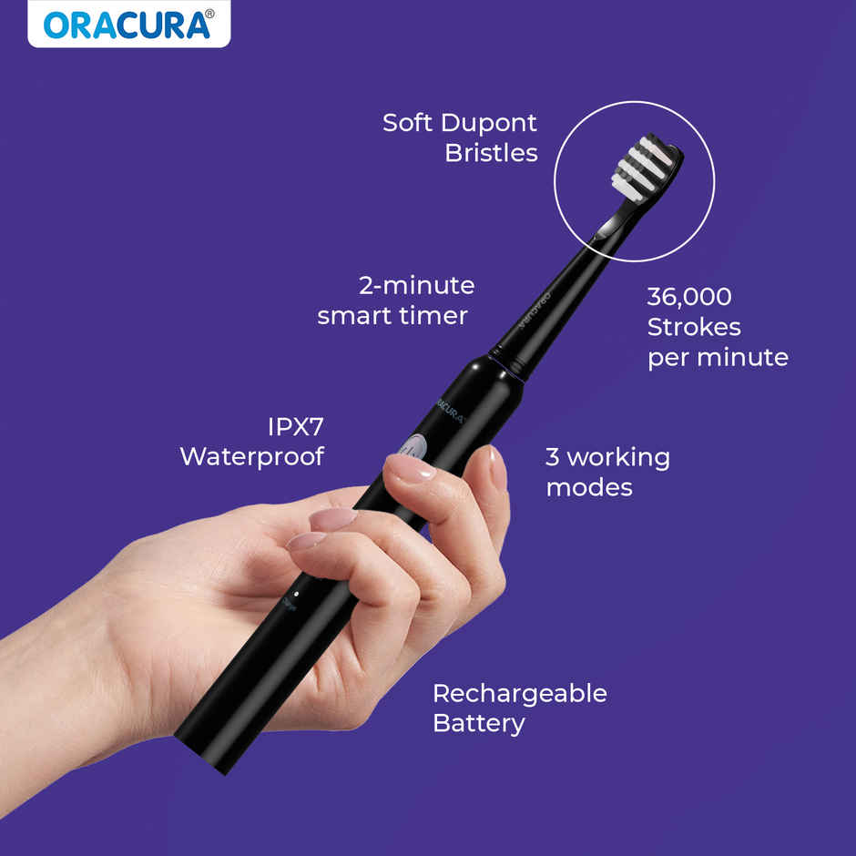 Oracura SB200 Sonic Lite Rechargeable Electric Toothbrush Black