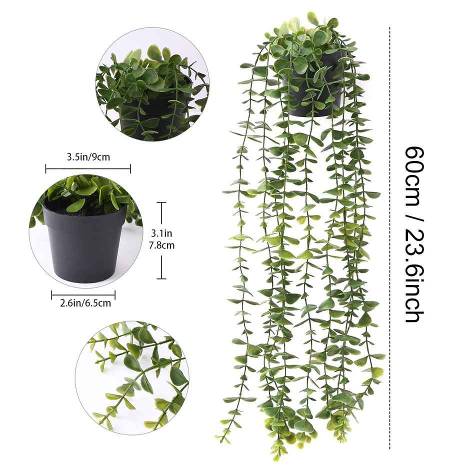 TIED RIBBONS Hanging Eucalyptus Artificial Plant with Pot