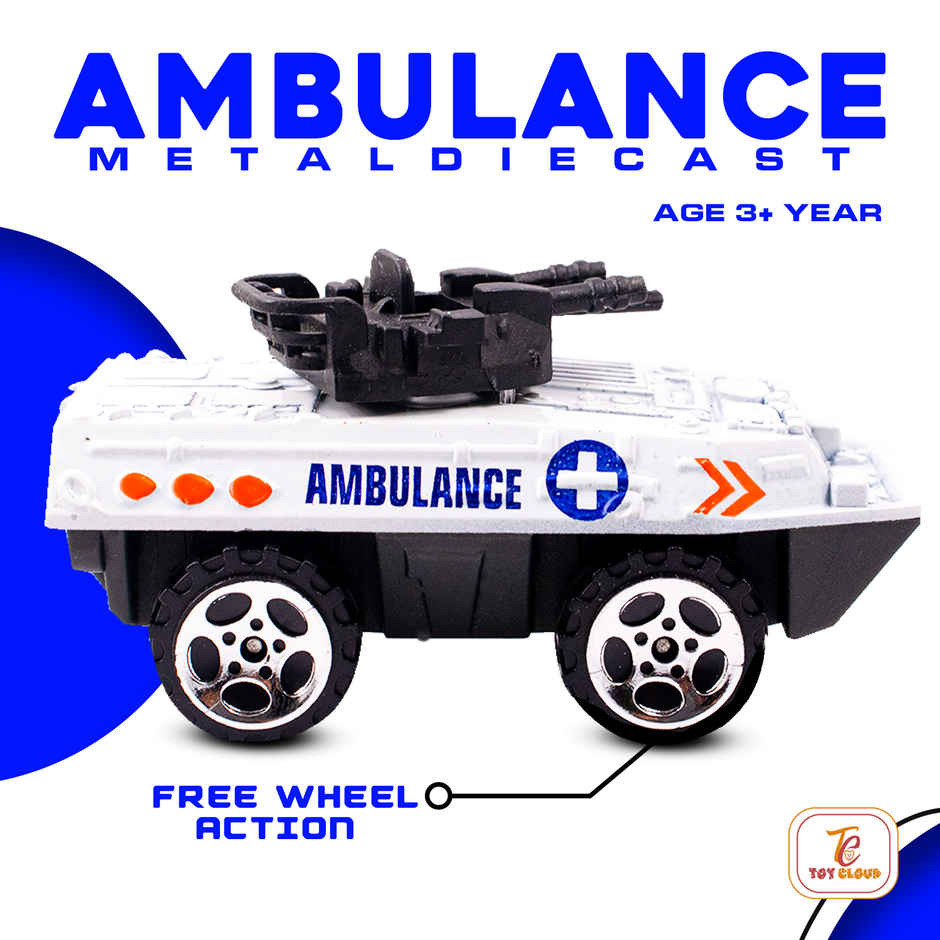 Toy Cloud Free Wheel Die Cast Metal Ambulance Vehicle Set of 3 1:64 Scale Model Vehicles Toys