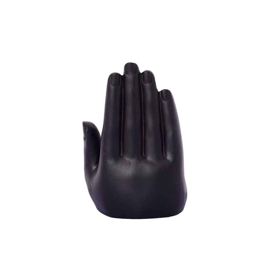 Elegant Black and Golden Resin Handcrafted Palm Buddha Statue | Ecraftindia