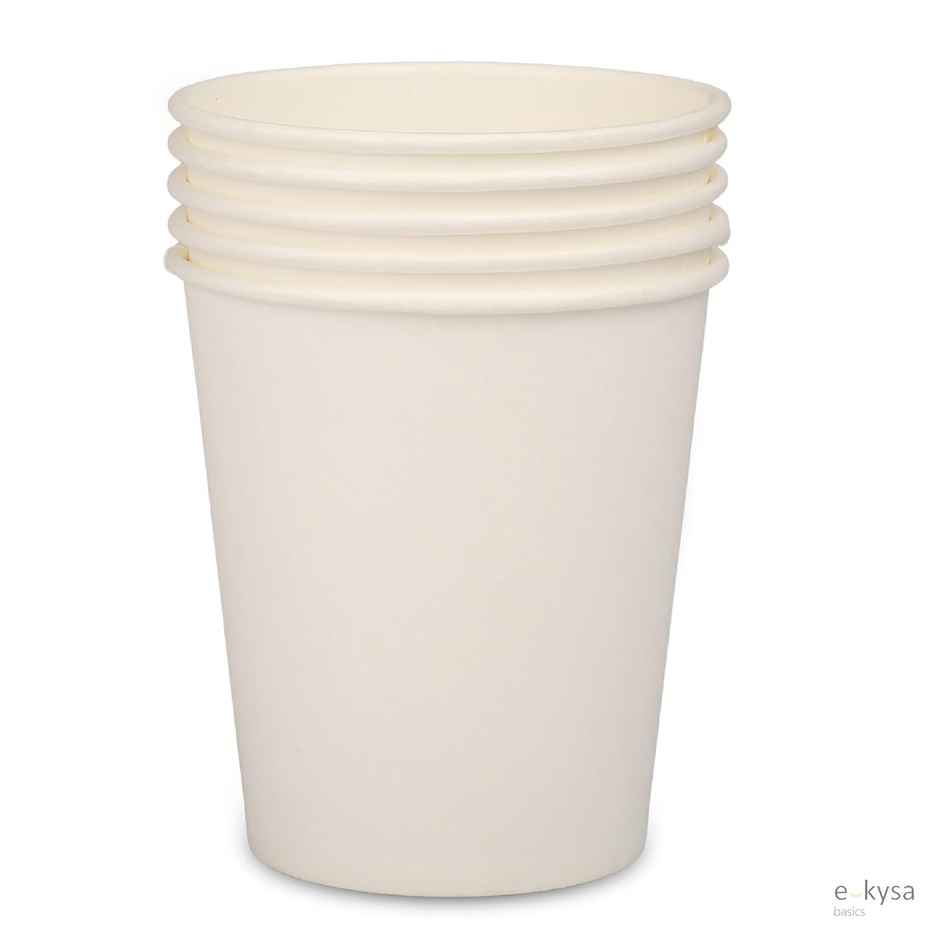 Disposable Premium Paper White Glass | 250 ml | Pack of 25 | 280 GSM | Tempware Combo