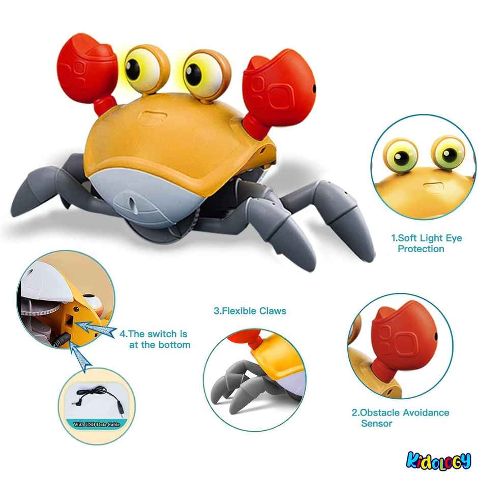 Kidology Crawling Crab Baby Musical Kids Toy with Led Lights & Rechargeable Battery - Green