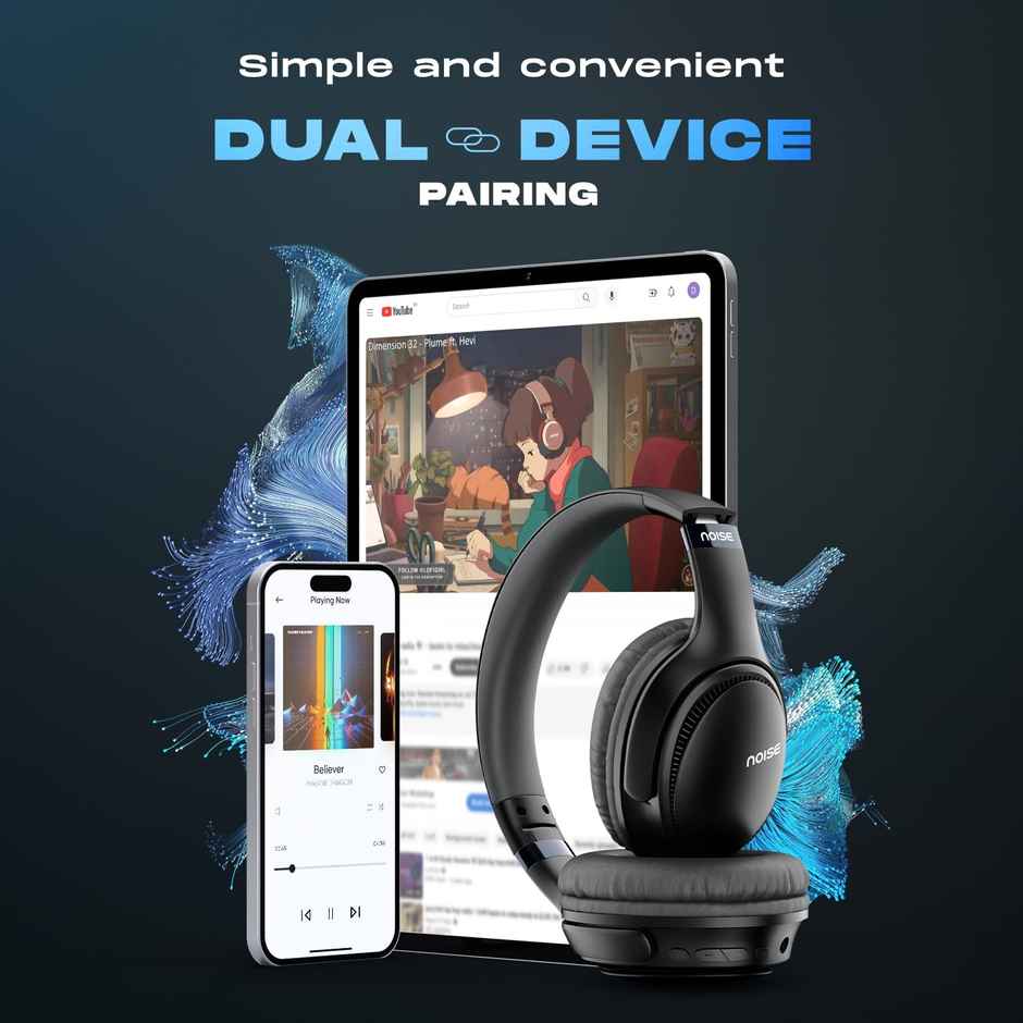 Noise Three Wireless Bluetooth Headphones - Upto 70 Hours | Dual Device Pairing