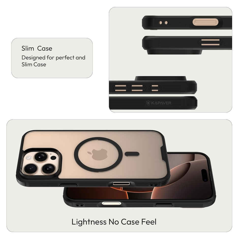 Kapaver Iphone 16 Pro Max Back Case | - Black | MagSafe Compatible