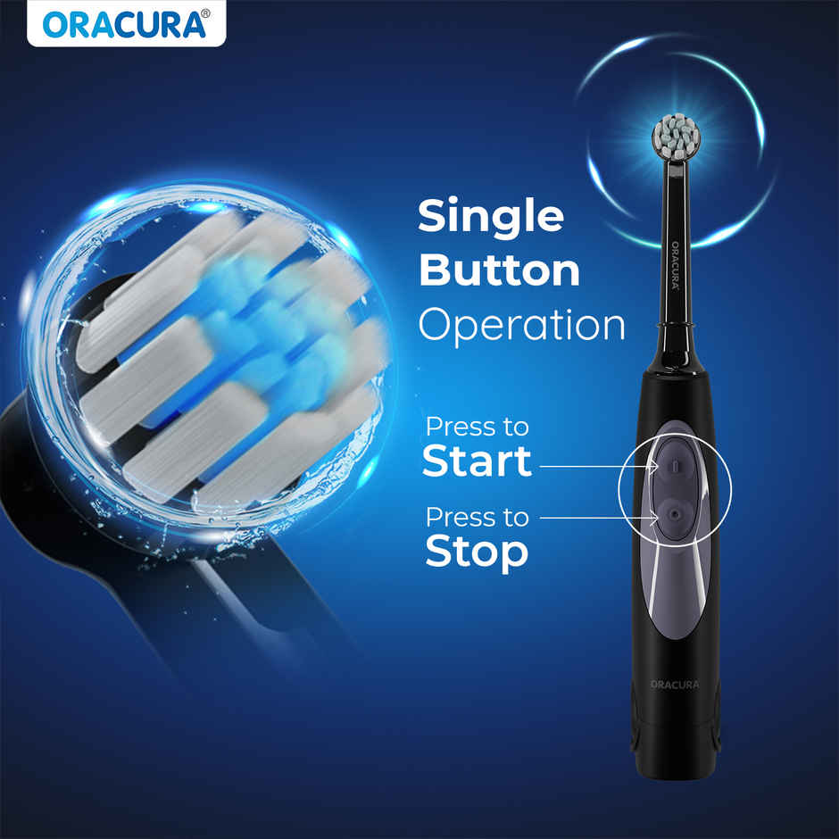 Oracura OB100 Battery Operated Oscillating Electric Toothbrush Black