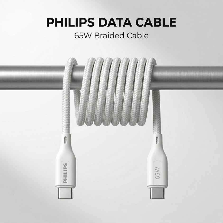 Philips DLC4130CW/94 65W USB Type-C to Type-C Fast Charging Cable | Nylon Braided | 1m