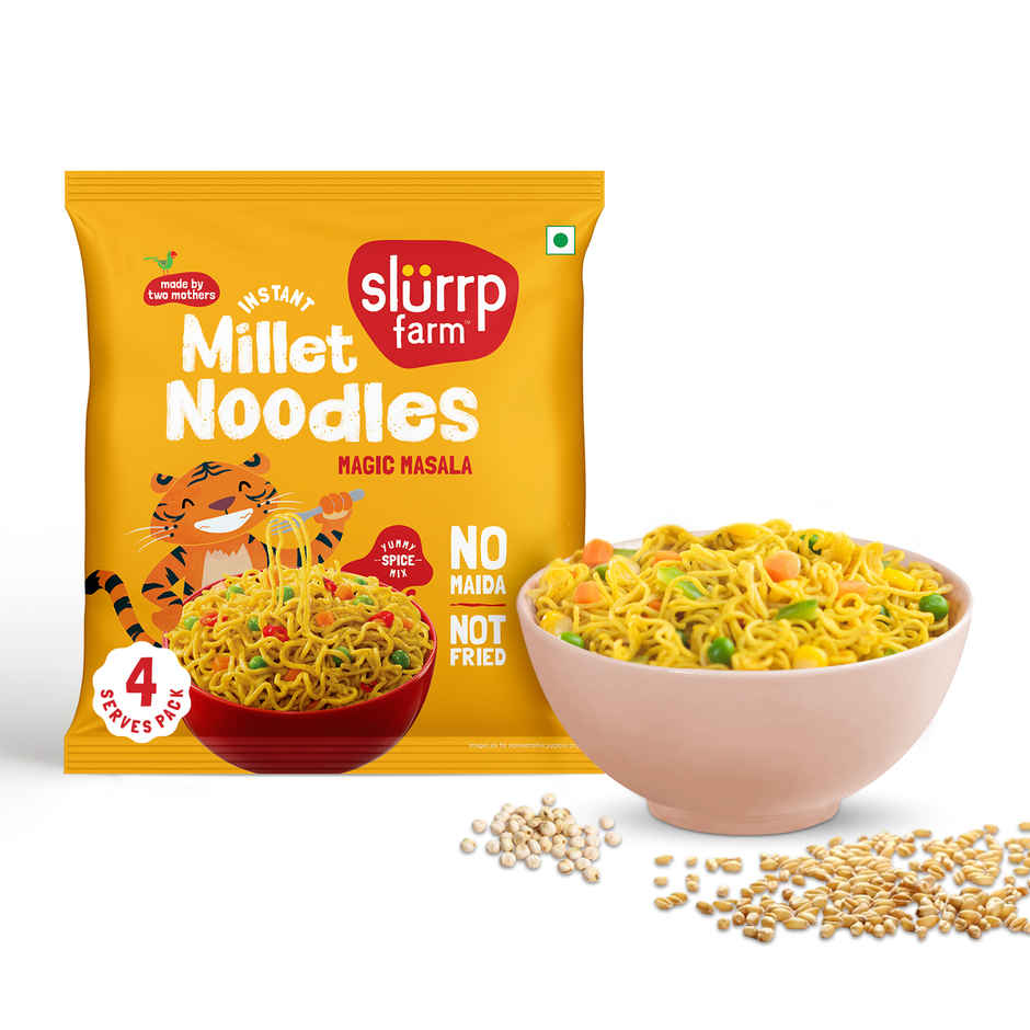 Slurrp Farm No Maida Instant Millet Noodles- Magic Masala, Not Fried, Millet Noodles (Pack Of 2) Combo 