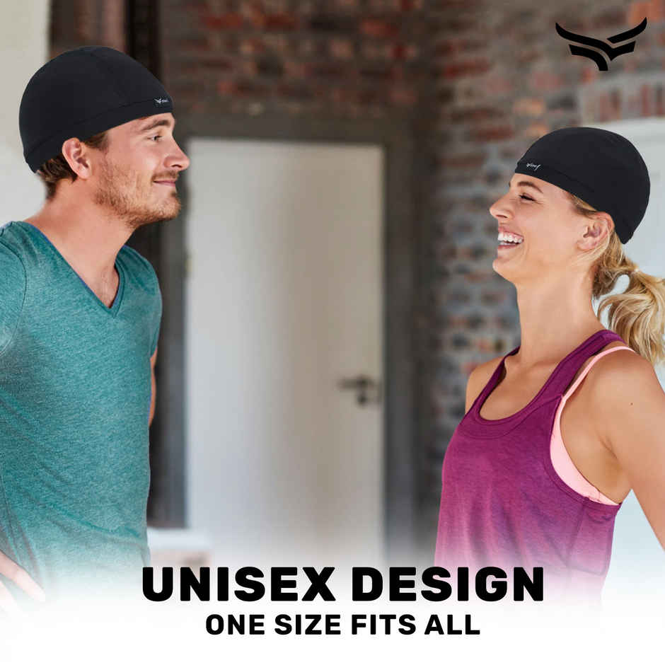 Xtrim Skull Cap for Bikers/Cyclists, Inner Helmet Liner, Sweat Cooling | Black | One Size Fits All