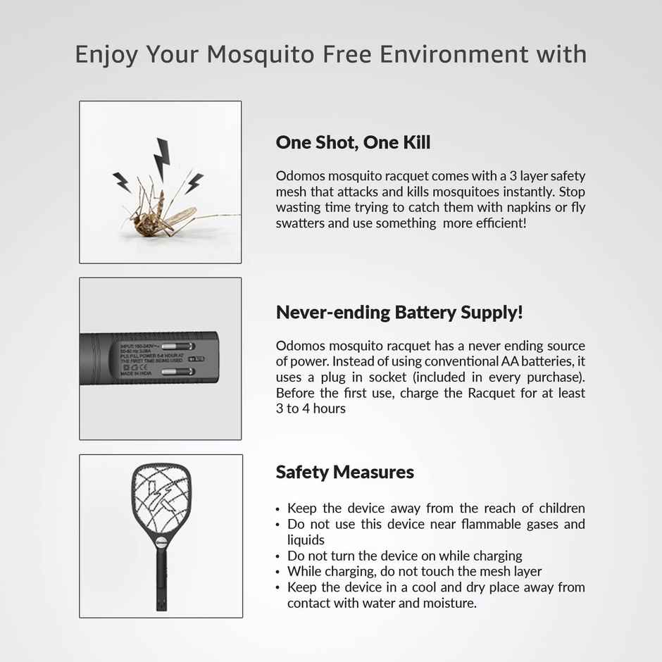 Odomos Attack Anti - Mosquito Rechargeable Racquet
