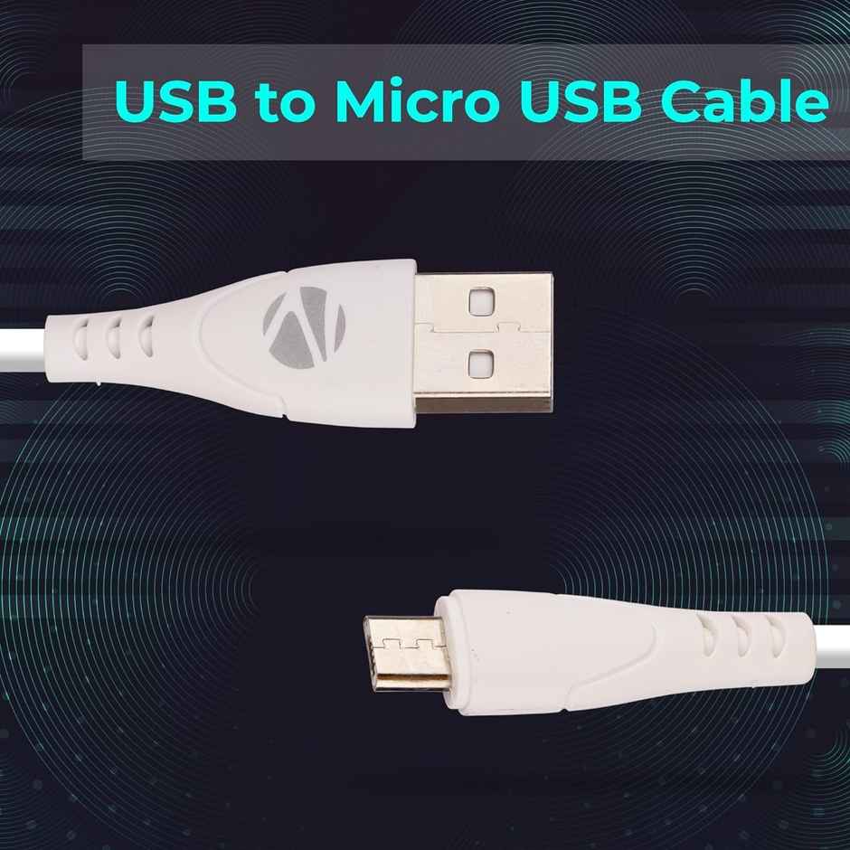 Zebronics MU240 USB - Micro USB Cable, 18 Watts, Rapid Charging, Charge & Sync, 1M - White(Not a type C cable)