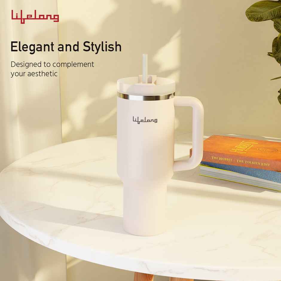 Lifelong Double Walled Vacuum Insulated Tumbler with Handle 1200 ml-Rose Quartz