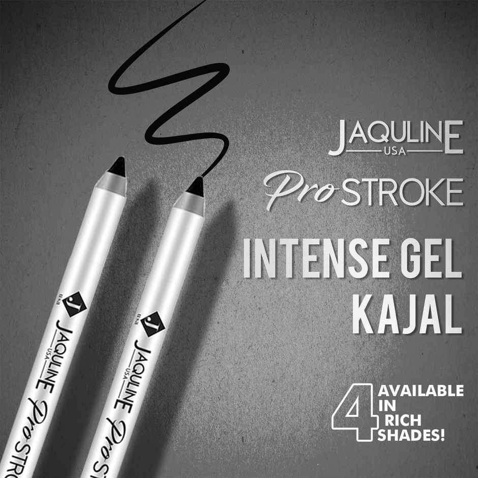 Jaquline USA Pro Stroke Intense Gel Kajal | Waterproof | Matte Finish | Matte Black