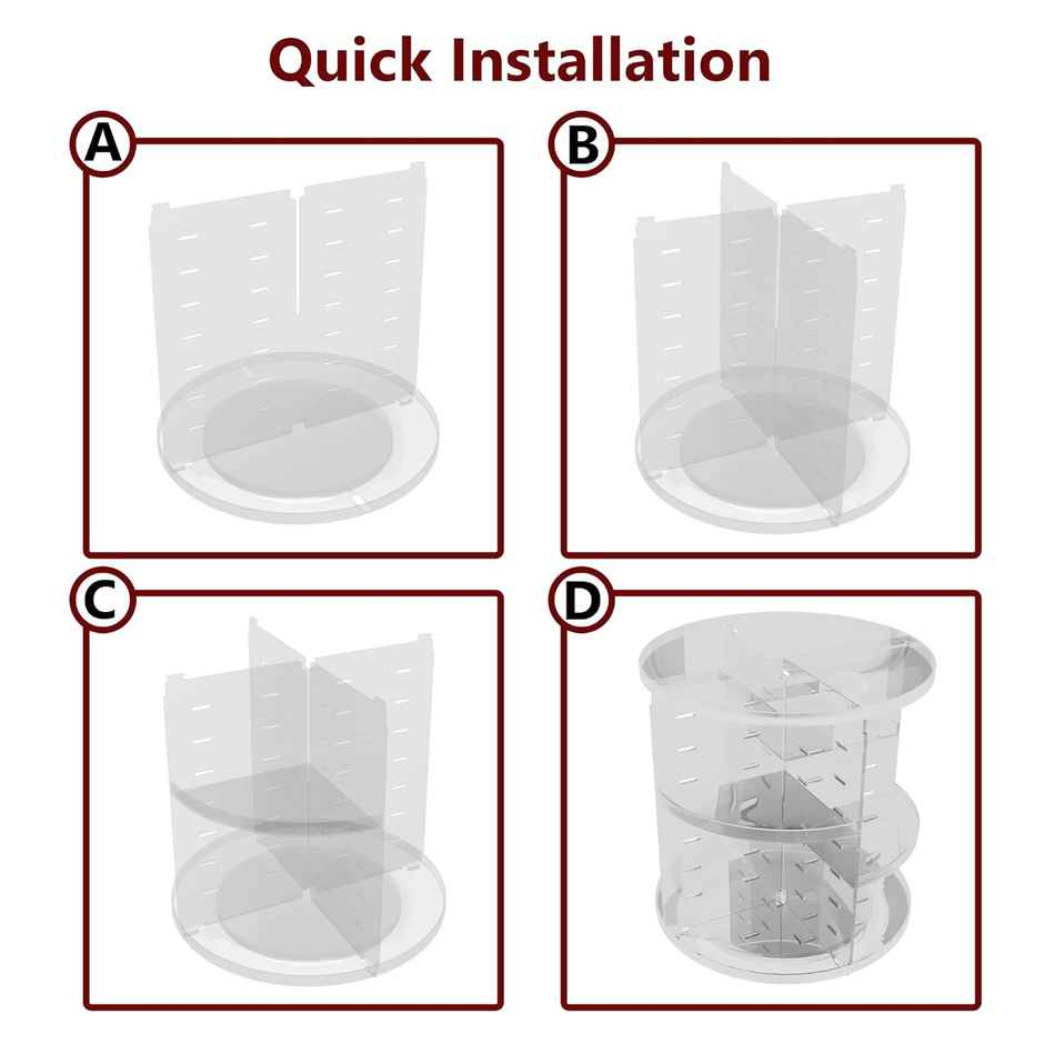 Kuber Industries Rotating Makeup Storage Organizer | 360 Tray | Transparent