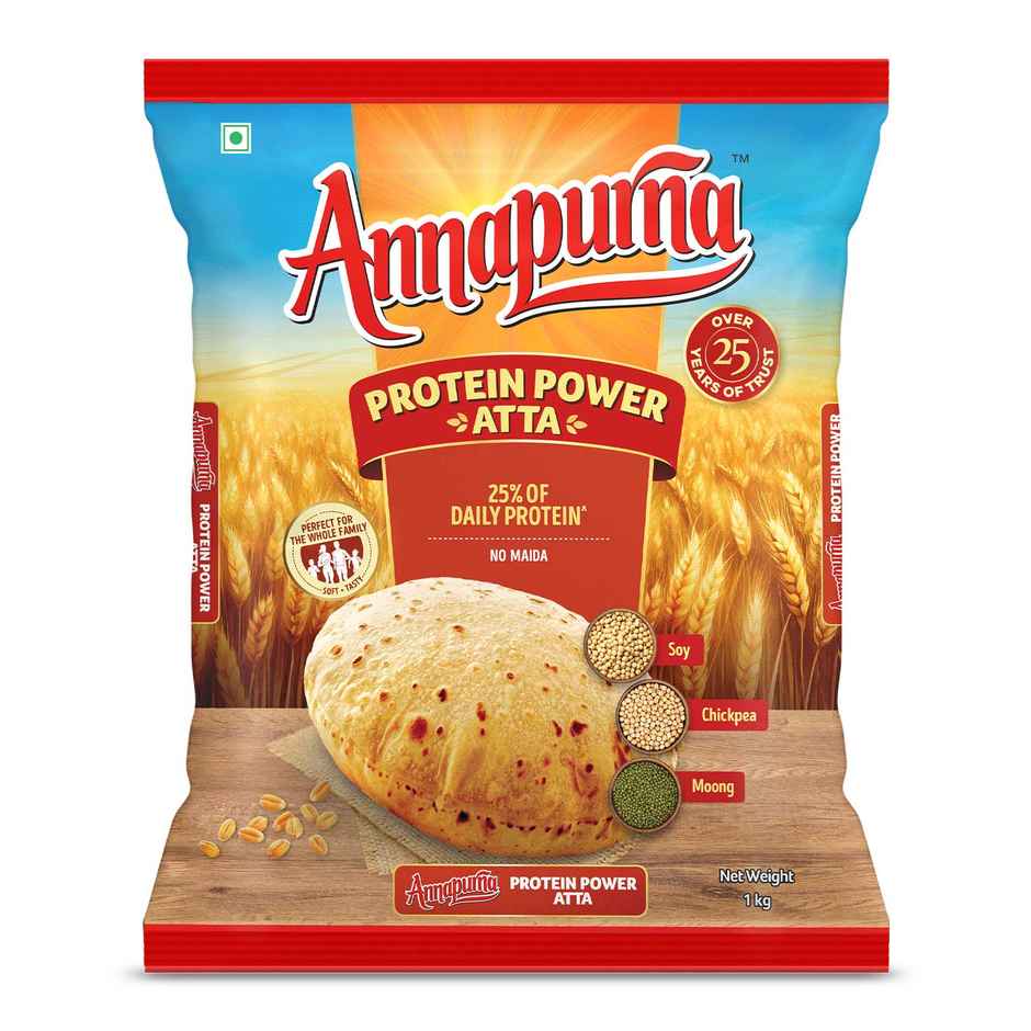 Annapurna Protein Power Atta | 25% Daily Protein | 13.5 G Protein in 3 Chapatis