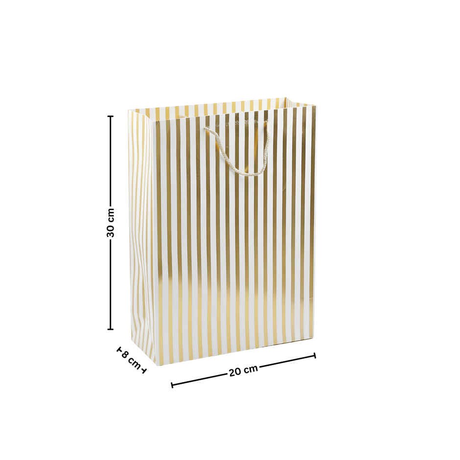 SE7EN Lines Design Gifting Paper Bag | Golden - M