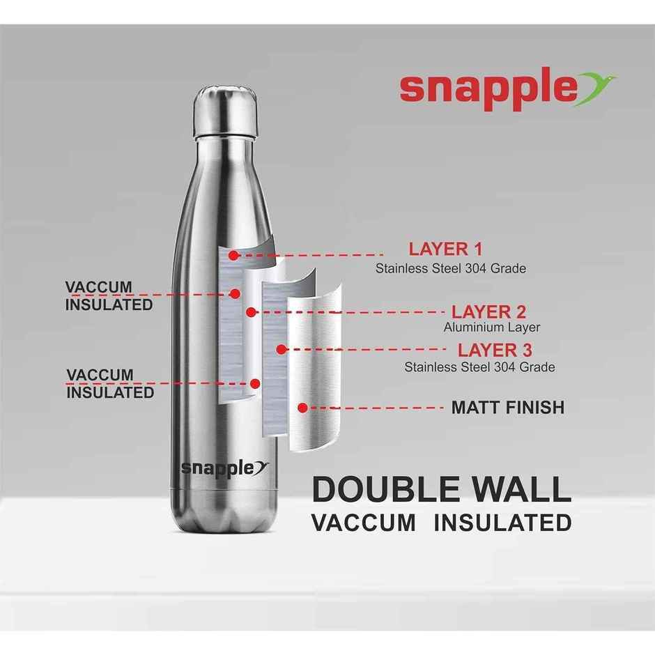 Snapple Stainless Steel Cola Water Bottle Hot and Cold 24Hr | Silver | 1 L