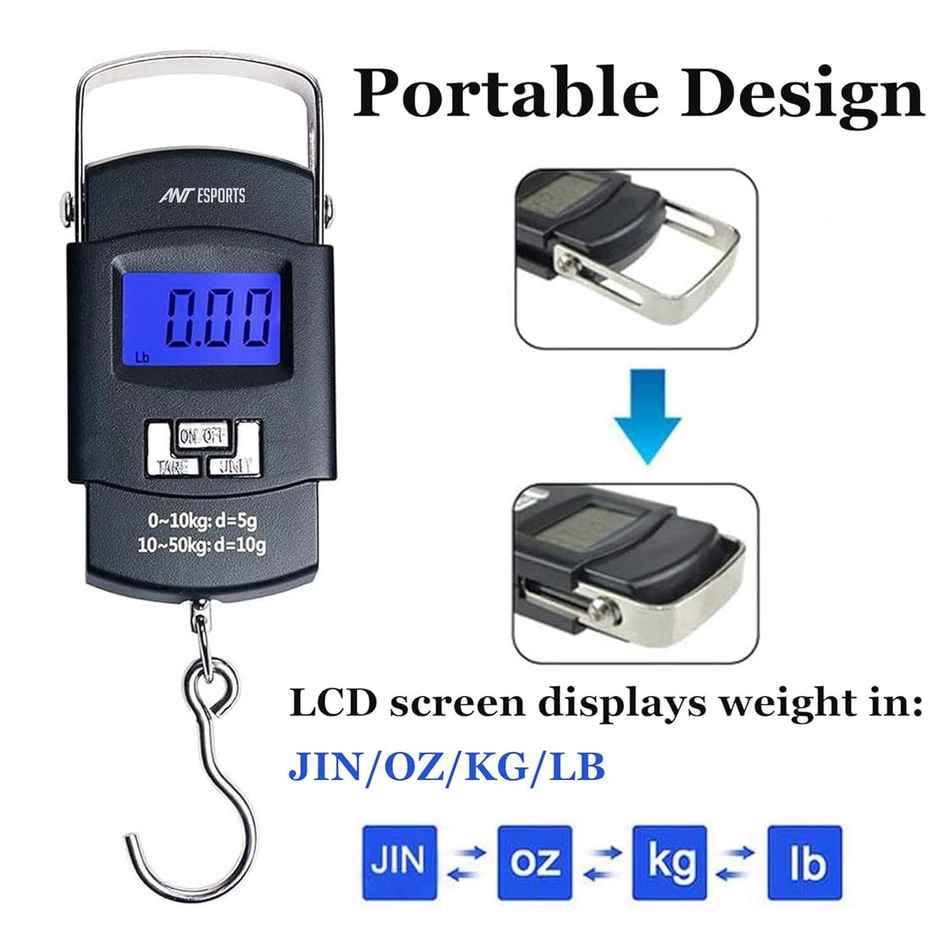 Ant Aels010 Portable Digital Luggage Weighing Scale | Black - 1 Unit