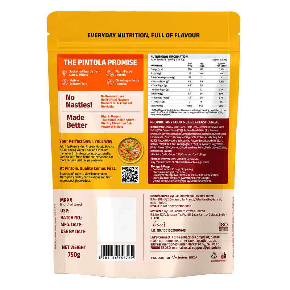 Pintola High Protein Masala Oats