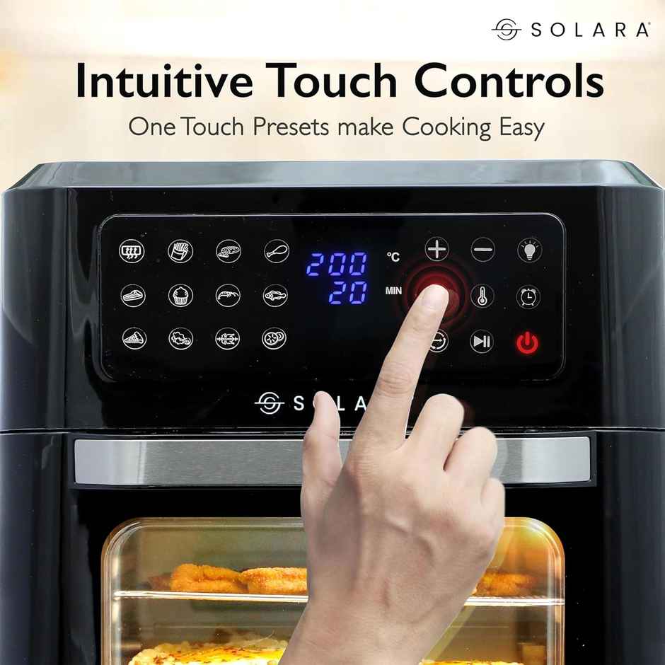 SOLARA 12L Air Fryer Oven for Home Kitchen - 12 presets | 1800W | Black