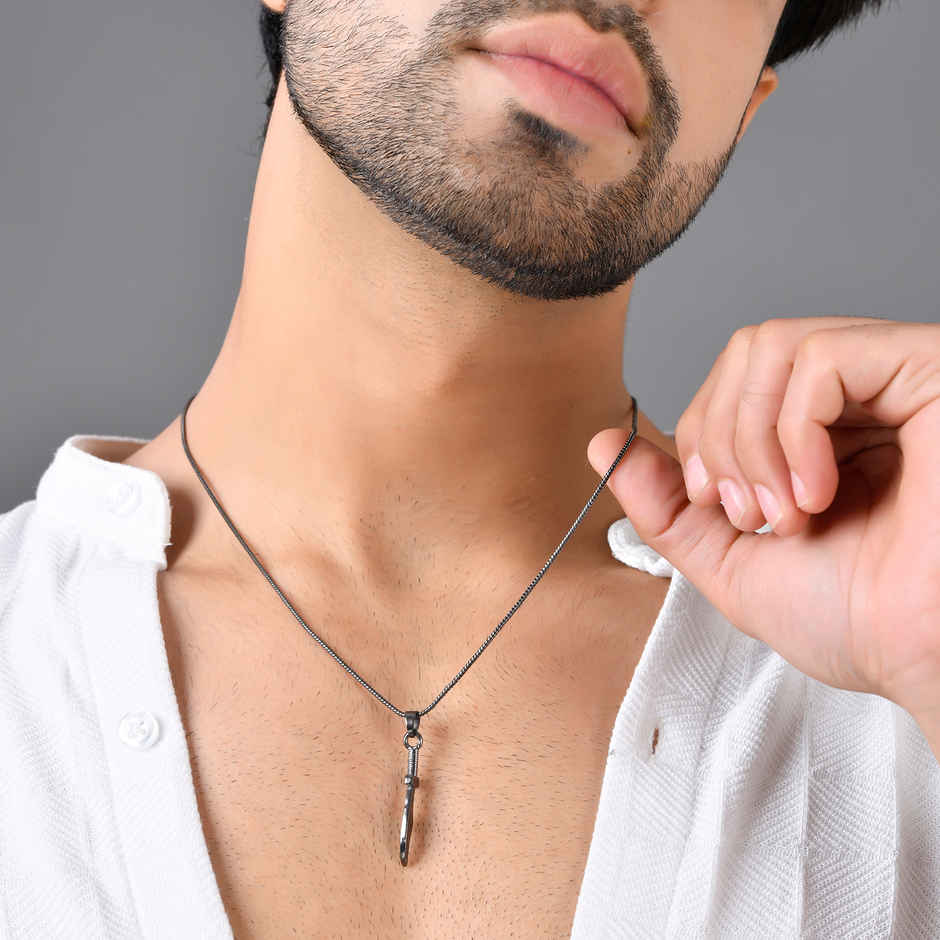 Voylla Eclipse Dagger Black Trishul Mens Pendant